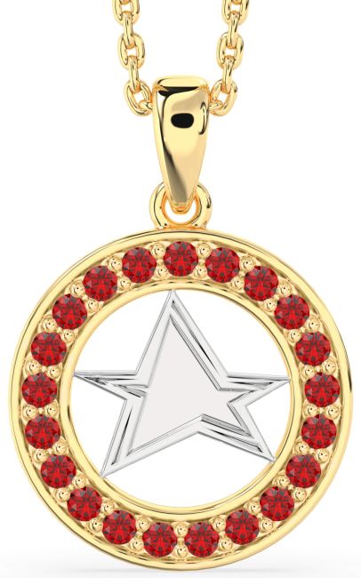 Ruby Gold Silver Star Necklace