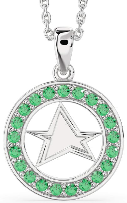 Emerald White Gold Star Necklace