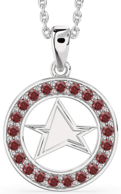 Garnet Silver Star Necklace