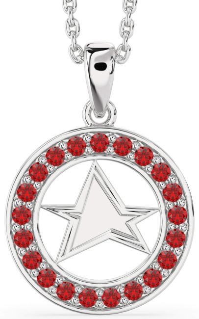Ruby Silver Star Necklace