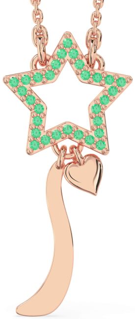 Large Emerald Rose Gold Star Necklace
