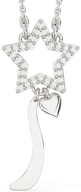 Large Diamond Silver Star Necklace
