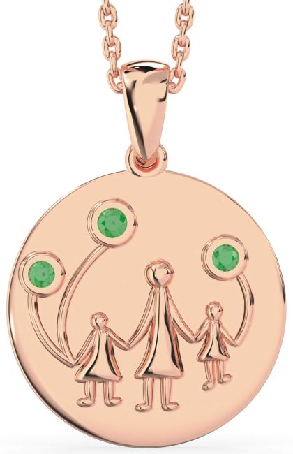 Emerald Rose Gold Disc Necklace