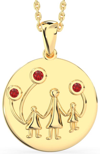 Ruby Gold Disc Necklace