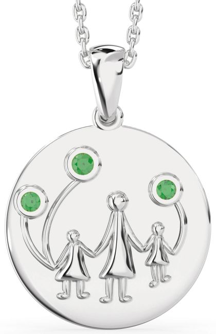 Emerald White Gold Disc Necklace
