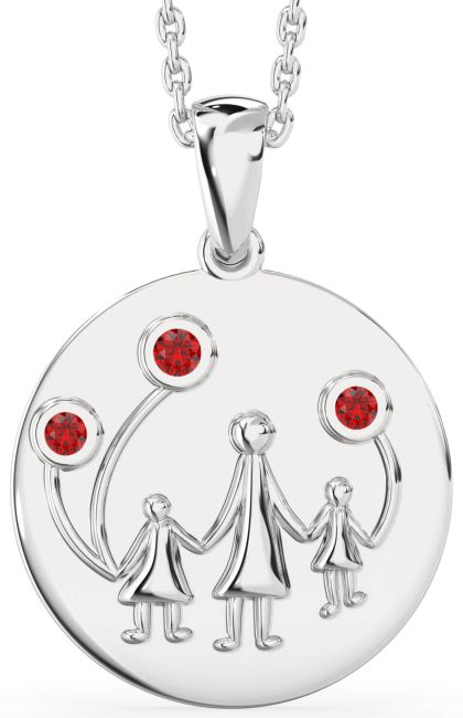 Ruby White Gold Disc Necklace