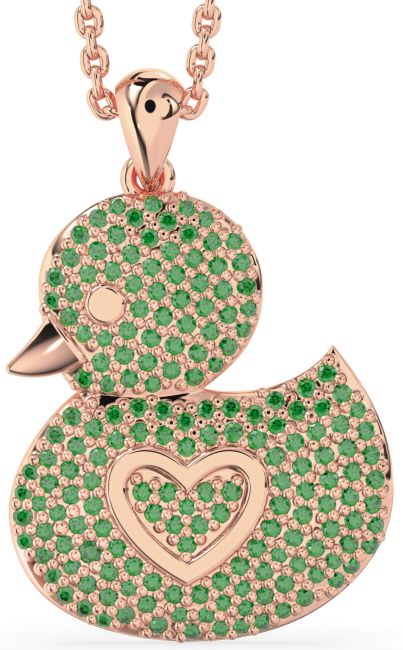 Emerald Rose Gold Bird Necklace
