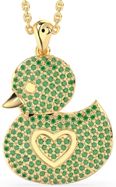 Emerald Gold Bird Necklace