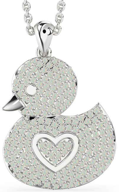 Opal Silver Bird Necklace