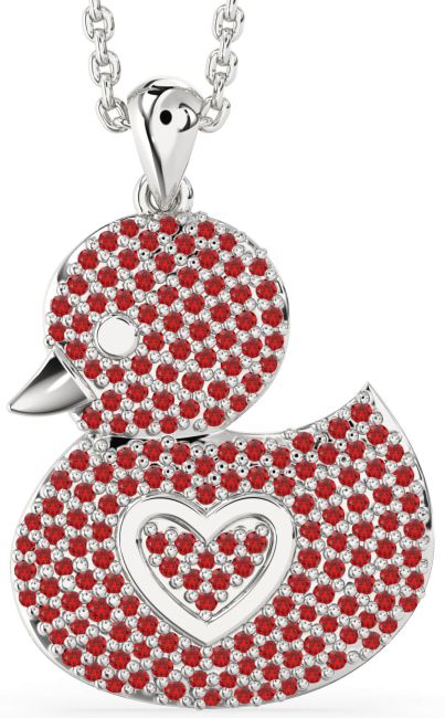 Ruby White Gold Bird Necklace
