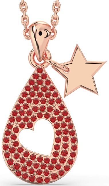 Ruby Rose Gold Teardrop Star Necklace