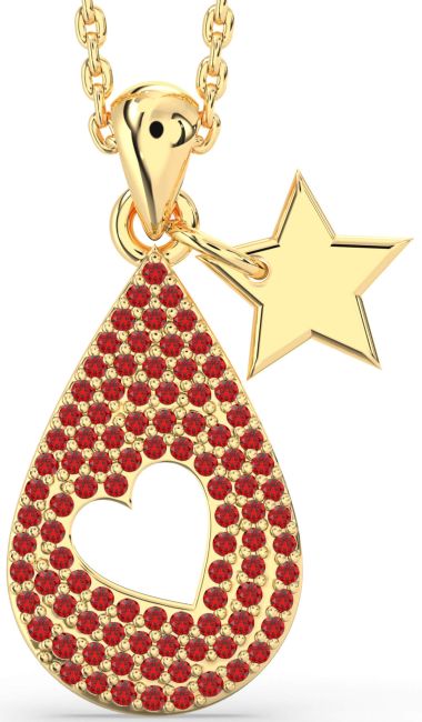 Ruby Gold Teardrop Star Necklace