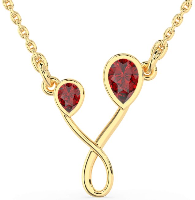Ruby Gold Silver Teardrop Birthstone Necklace