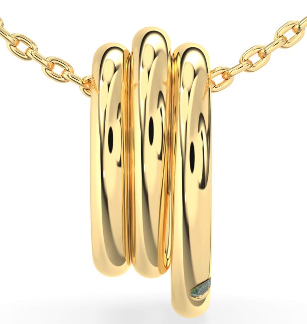 Emerald Gold Circle Necklace