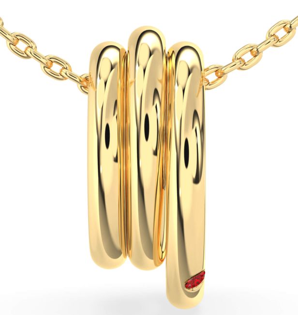 Ruby Gold Circle Necklace