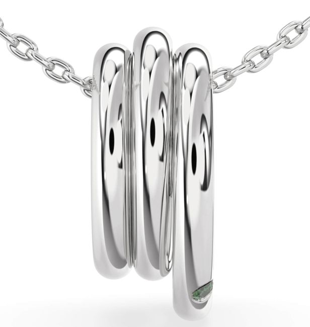 Emerald Platinum Circle Necklace