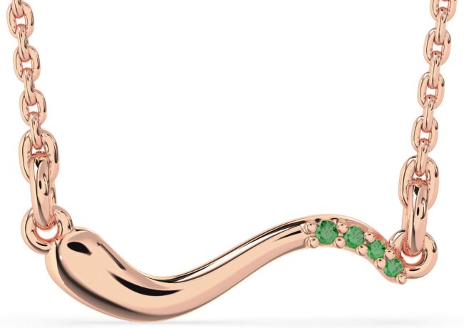 Emerald Rose Gold Snake Necklace