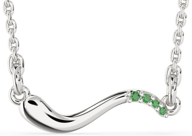 Emerald Silver Snake Necklace