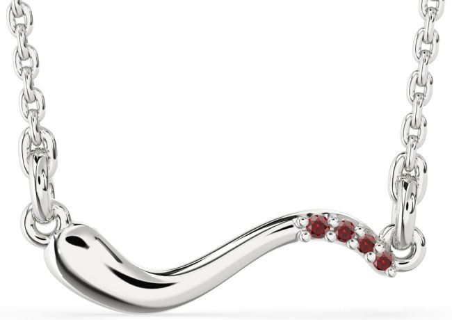 Garnet Silver Snake Necklace