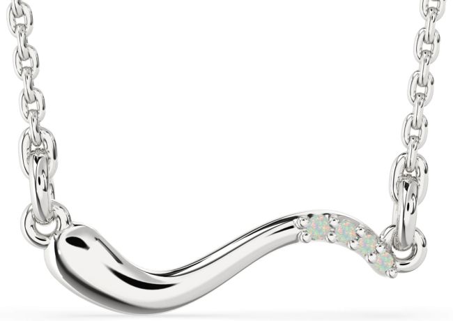Opal Silver Snake Necklace