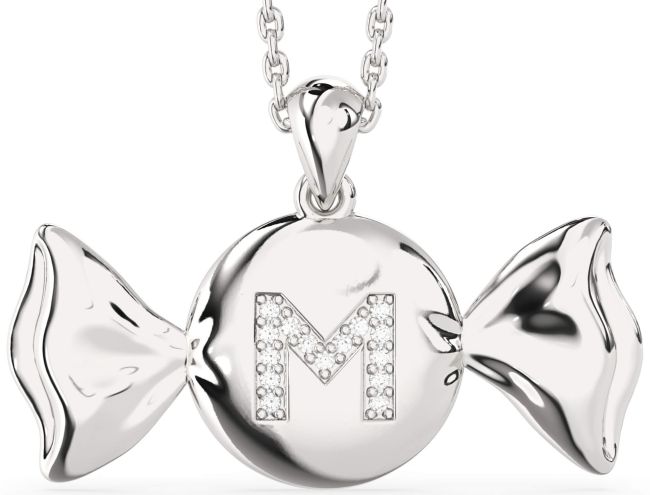 Large Diamond Platinum Candy Initial Necklace