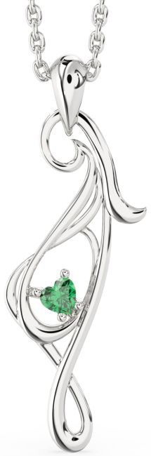 Emerald Platinum Heart Necklace