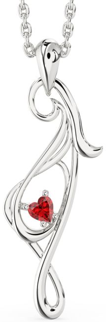 Ruby Silver Heart Necklace