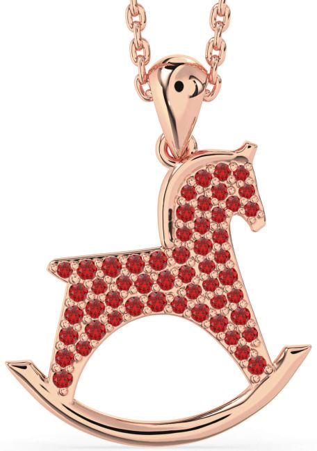 Ruby Rose Gold Horse Necklace