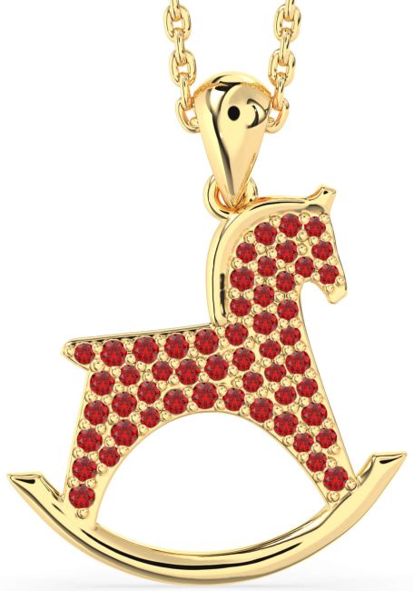 Ruby Gold Horse Necklace