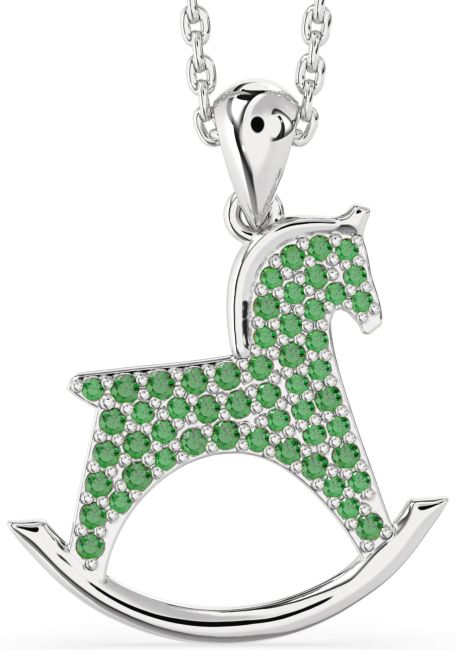 Emerald Platinum Horse Necklace