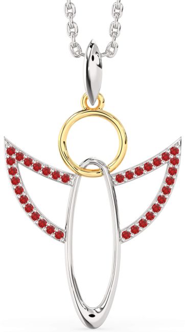 Ruby Silver & 10K gold Angel Necklace