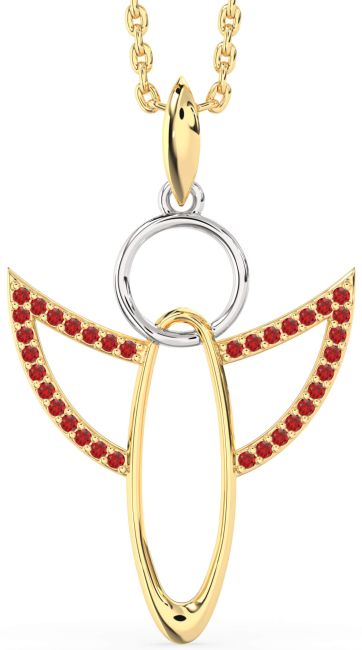 Ruby Gold Silver Angel Necklace