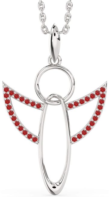 Ruby Silver Angel Necklace