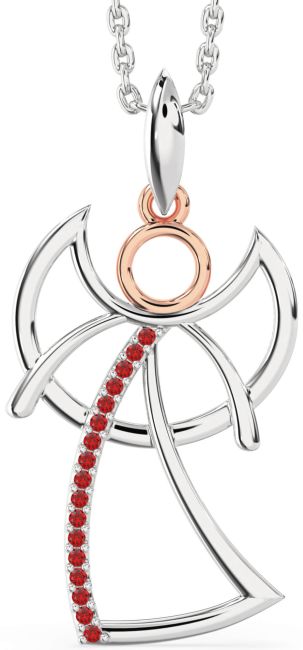Ruby Silver & 10K Rose Gold Angel Necklace