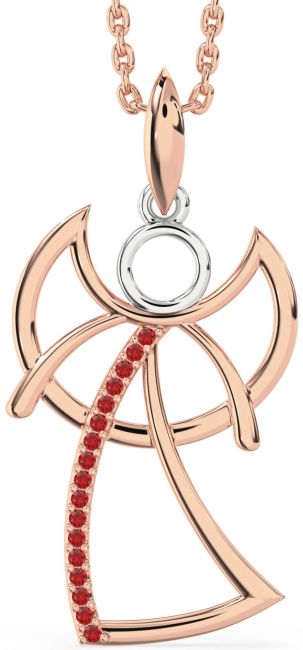 Ruby Rose Gold Silver Angel Necklace