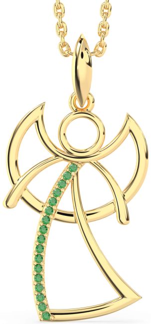 Emerald Gold Angel Necklace