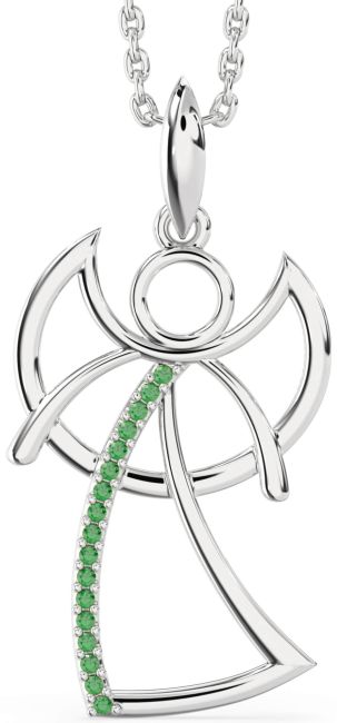 Emerald White Gold Angel Necklace