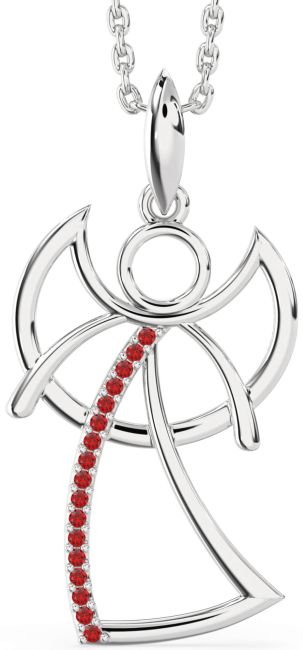 Ruby Silver Angel Necklace