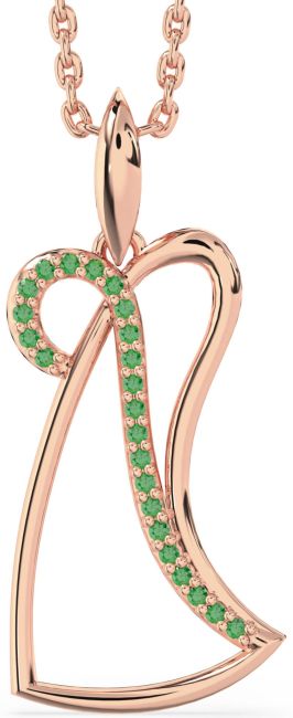 Emerald Rose Gold Silver Angel Necklace