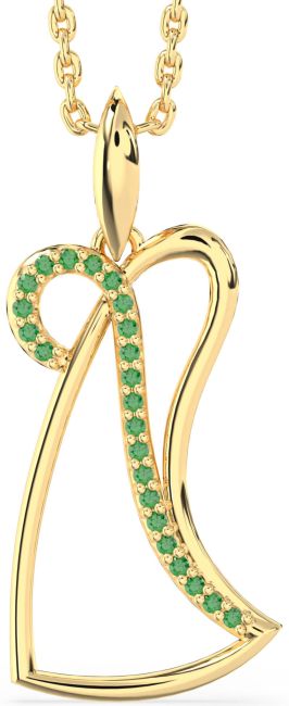 Emerald Gold Silver Angel Necklace