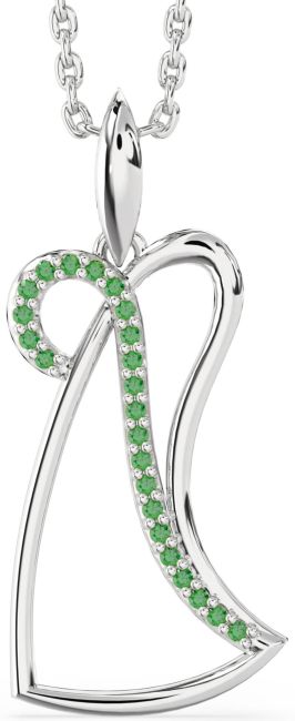 Emerald Silver Angel Necklace