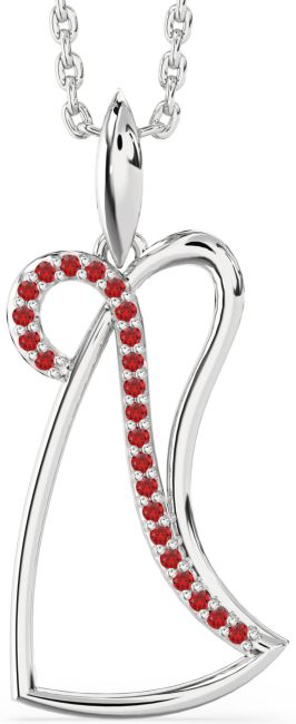 Ruby Silver Angel Necklace