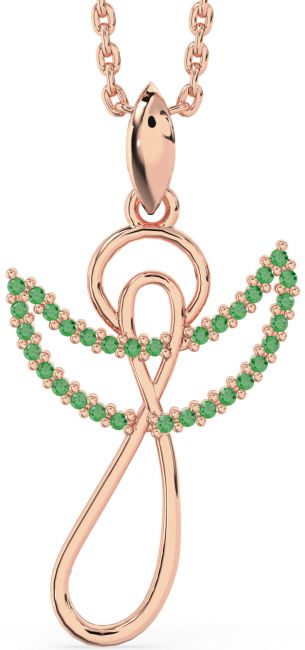 Emerald Rose Gold Silver Angel Infinity Necklace