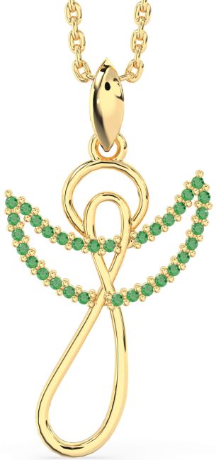 Emerald Gold Angel Infinity Necklace