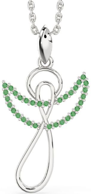 Emerald Silver Angel Infinity Necklace
