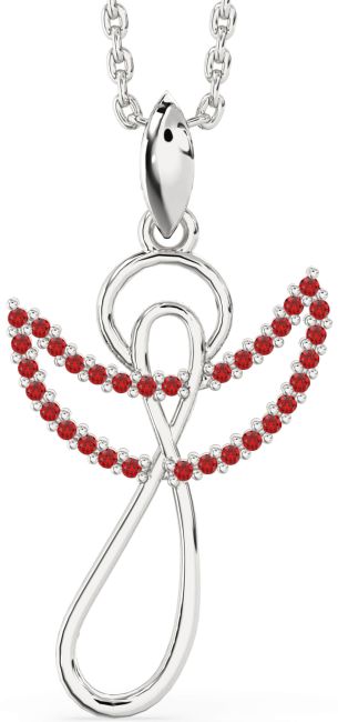 Ruby Silver Angel Infinity Necklace
