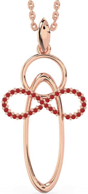 Large Ruby Rose Gold Angel Infinity Necklace