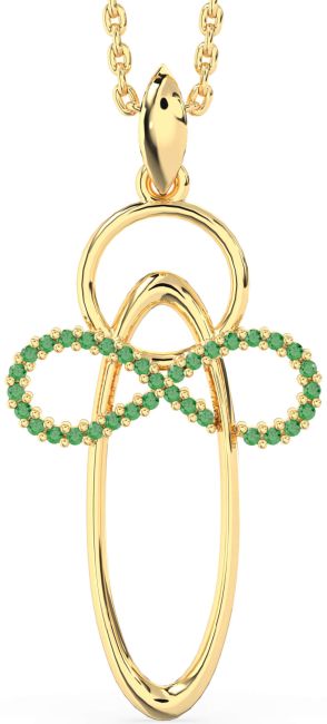 Large Emerald Gold Angel Infinity Necklace