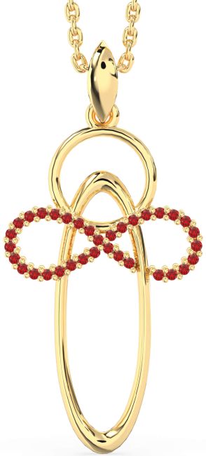 Large Ruby Gold Angel Infinity Necklace
