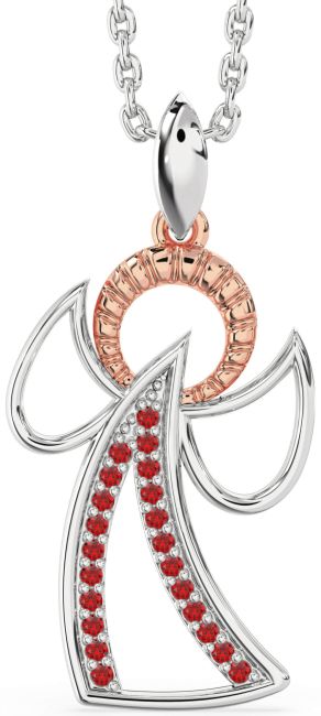 Ruby Silver & 10K Rose Gold Angel Necklace